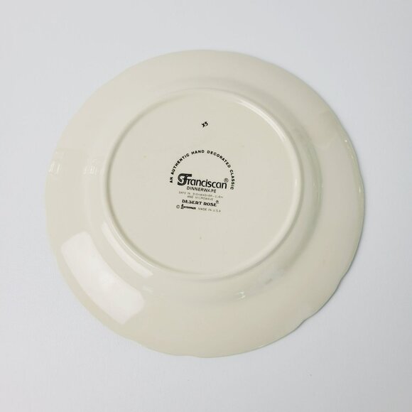 Franciscan Desert Rose DINNER Plate c.1977-79 Pink Floral Hand Painted Embossed - Picture 5 of 8